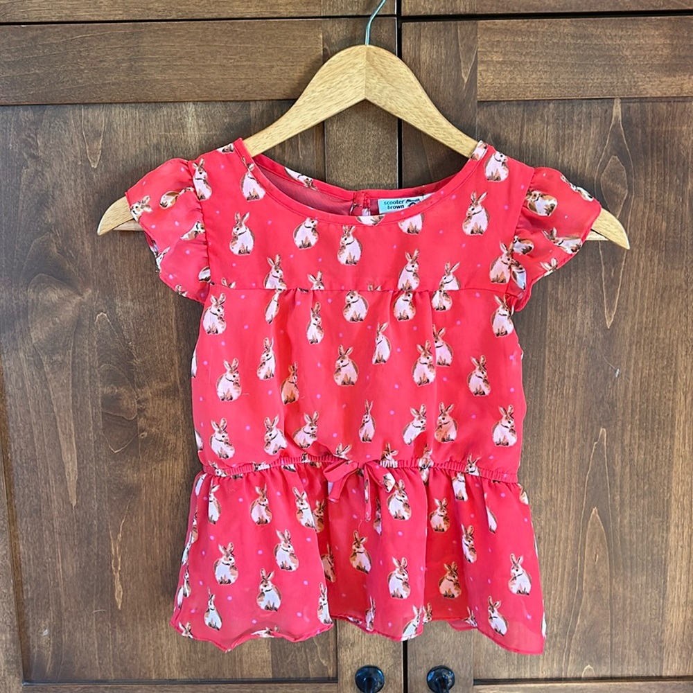 Scooter Brown Girl’s Red Bunny Rabbit Blouse